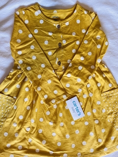 Vestido Amarelo Manga longa com bolinhas branca Carter´s - 2 Peças - Kids First