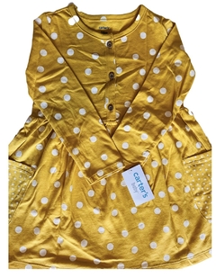 Imagem do Vestido Amarelo Manga longa com bolinhas branca Carter´s - 2 Peças