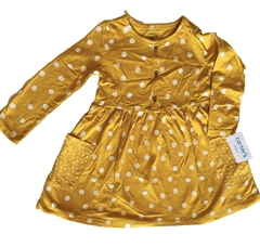 Vestido Amarelo Manga longa com bolinhas branca Carter´s - 2 Peças