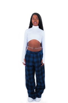 Calça Wide Leg Xadrez - comprar online