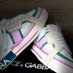 tênis-dolce-&-gabbana-cano-baixo-color-block-branco-rosa-verde