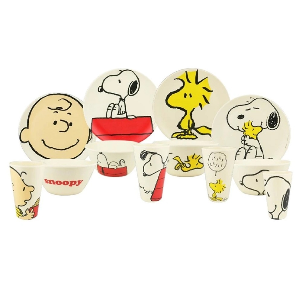 Juego Vajilla De Bambú de Snoopy Colección 12 Piezas