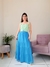 VESTIDO EM LINHO MIDI AZUL E VERDE - comprar online