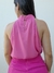 BLUSA REGATA EM CREPE ROSA - comprar online