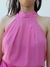 BLUSA REGATA EM CREPE ROSA