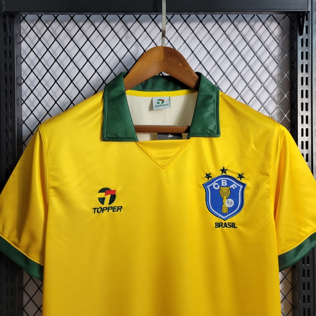 Camisa Retrô 1988 Seleção Brasileira I Masculina - Amarelo e Verde