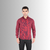 Camisa Social Manga Longa Slim Fit Xadrez Vermelho/Marinho