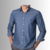 Camisa Jeans Manga Longa Slim Fit Azul Estonada - comprar online