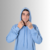 Moletom Hoddie Canguru Liso Felpado 2 Cabos Azul Médio - comprar online