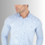 Camisa Slim Fit Colarinho Francês Button Down Azul Claro/Branco - comprar online