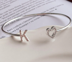 Bracelete Inicial Personalizado Prata 925 com Zircônia Cristal - comprar online
