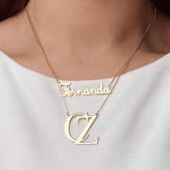 Gargantilha Personalizada Nome Prata 925 Com Banho de Ouro - comprar online