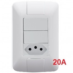 Conjunto 4x2 com 2 Interruptores Simples 6 A 250 V e 1 Tomada 2P+T 20 A 250 V Tramontina Aria Branco