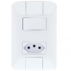 Conjunto 4x2 com 1 Interruptor Paralelo 6 A 250 V e 1 Tomada 2P+T 10 A 250 V Tramontina Aria Branco