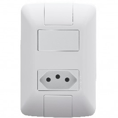 Conjunto 4x2 com 1 Interruptor Simples 6 A 250 V e 1 Tomada 2P+T 10 A 250 V Tramontina Aria Branco