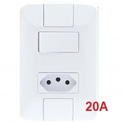 Conjunto 4x2 com 1 Interruptor Simples 6 A 250 V e 1 Tomada 2P+T 20 A 250 V Tramontina Aria Branco