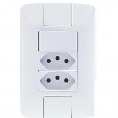 Conjunto 4x2 com 1 Interruptor Simples 6 A 250 V e 2 Tomadas 2P+T 20 A 250 V Tramontina Aria Branco