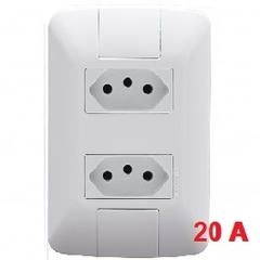 Conjunto 4x2 com 2 Tomadas 2P+T Tramontina Aria 20 A 250 V Branco