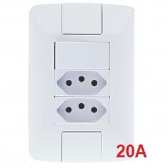 Conjunto 4x2 com 1 Interruptor Simples 6 A 250 V e 2 Tomadas 2P+T 20 A 250 V Tramontina Aria Branco