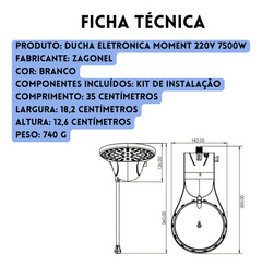 Imagem do Ducha Moment Eletrônica 7500W 220V Zagonel