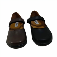 Guillerminas colegiales de cuero con velcro (160320) - tienda online