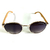 Óculos de Sol Cayo Blanco cb_doz71152 Redondo, armação dourada com haste amadeirada, lente degrade