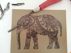 "Elefante" Linograbado en internet