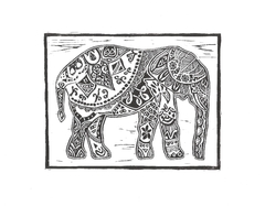 "Elefante" Linograbado - comprar en línea