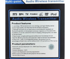 Transmisor De Audio Bluetooth Tv Notebook Con 2 Auriculares - tienda online
