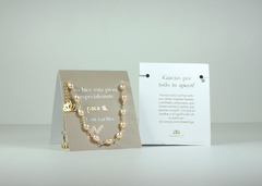 Collar cadena en baño de oro y perlas rosadas hecho a mano - comprar en línea