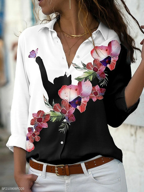 Blusa de chiffon manga curta plissada para mulheres, tops, bordado