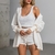 Três peças fashion fluffy em veludo com shorts, top e cardigan - loja online