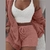 Três peças fashion fluffy em veludo com shorts, top e cardigan - loja online