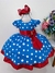 Vestido Infantil Galinha Pintadinha Azul C/ Bolas Brancas (1689AV)