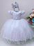 Vestido Infantil Branco Florido C/ Cinto Strass Luxo Festa Tamanho:2 (2095B2)