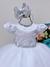 Vestido Infantil Branco Florido C/ Cinto Strass Luxo Festa Tamanho:2 (2095B2)