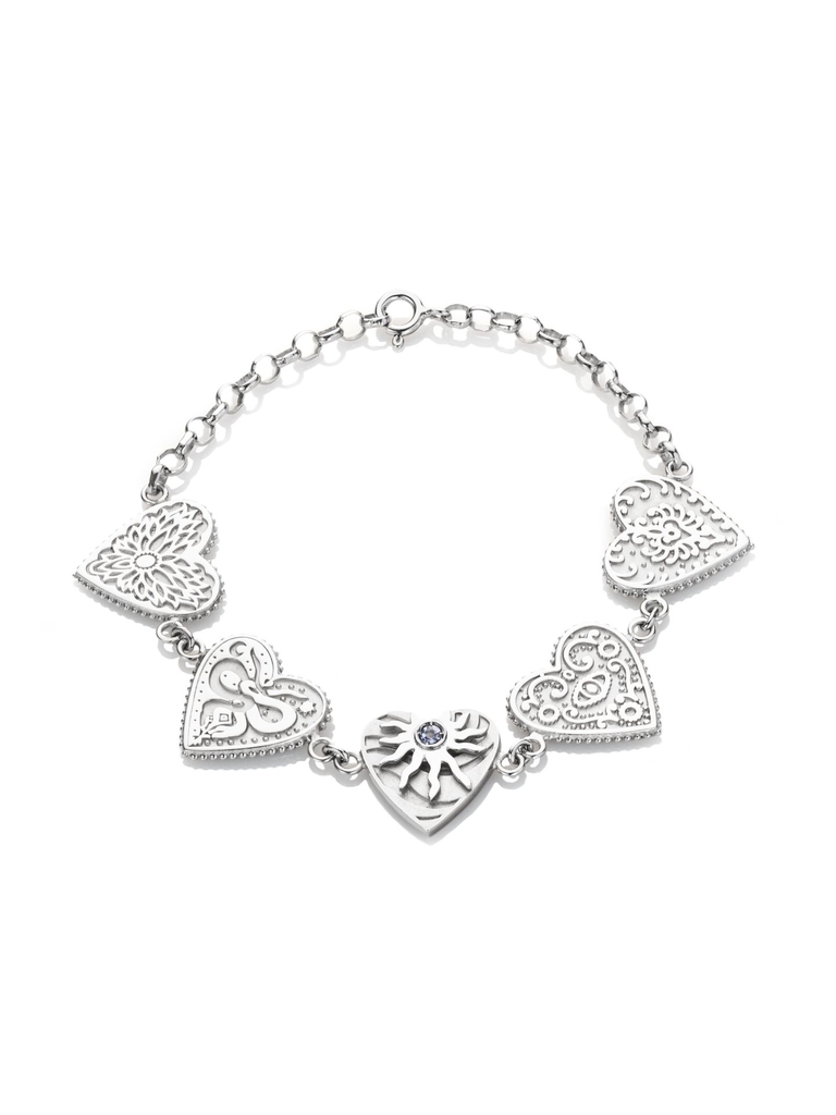 Monogram Personalised Sterling Silver Heart Bracelet - Ellie Ellie