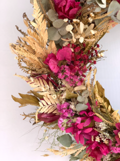 Guirlanda - Aro madeira 40 cm, Flores Secas, semiflorida 2 na internet