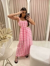 VESTIDO MIDI ROSA E BRANCO