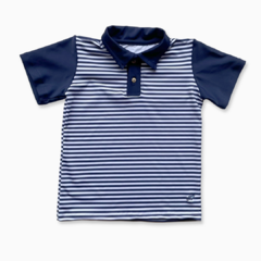 CAMISETA POLO UV BRANCA/MARINHO - comprar online