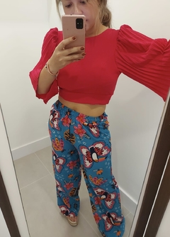 CROPPED MANGA PLISSADA - loja online