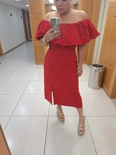 VESTIDO MIDI LORENA VERMELHO - comprar online