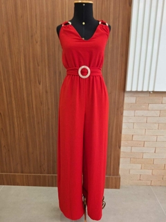 MACACÃO PANTALONA COM FIVELA VERMELHO