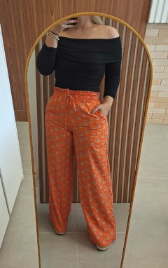 CALÇA PANTALONA ESTAMPA MARGARIDAS