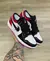 Tênis NK Jordan 1 Branco Preto e Vermelho Metalizado