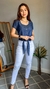 Blusa jeans feminina com laço, botões e manga bufante - comprar online