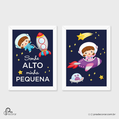 Quadro Decorativo Infantil Tema Astronauta Menina