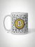 Caneca branca com desenho de  bitcoin e frase "Investir hoje para não me arrepender amanhã".