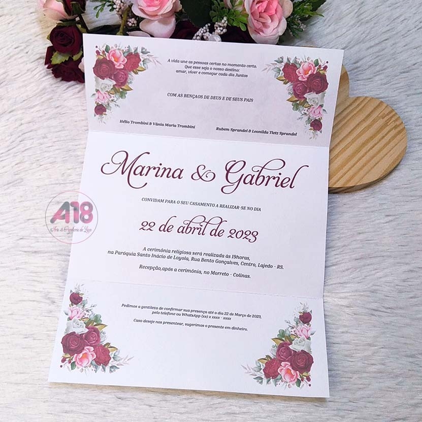 Convite de Casamento Floral Frete Grátis*