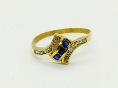 Anillo Oro 18k Circon Y Zafiros Mod. A0106 . Certif. Gtia.